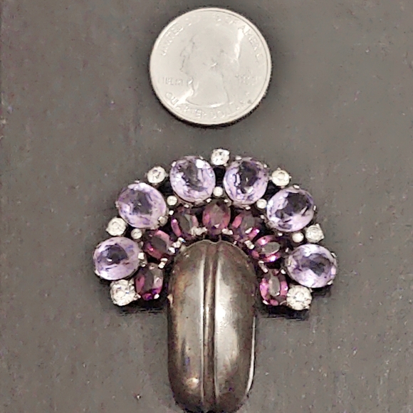 Antique Paste Sterling Crystal Brooch/Clip/Pin - Picture 8 of 8